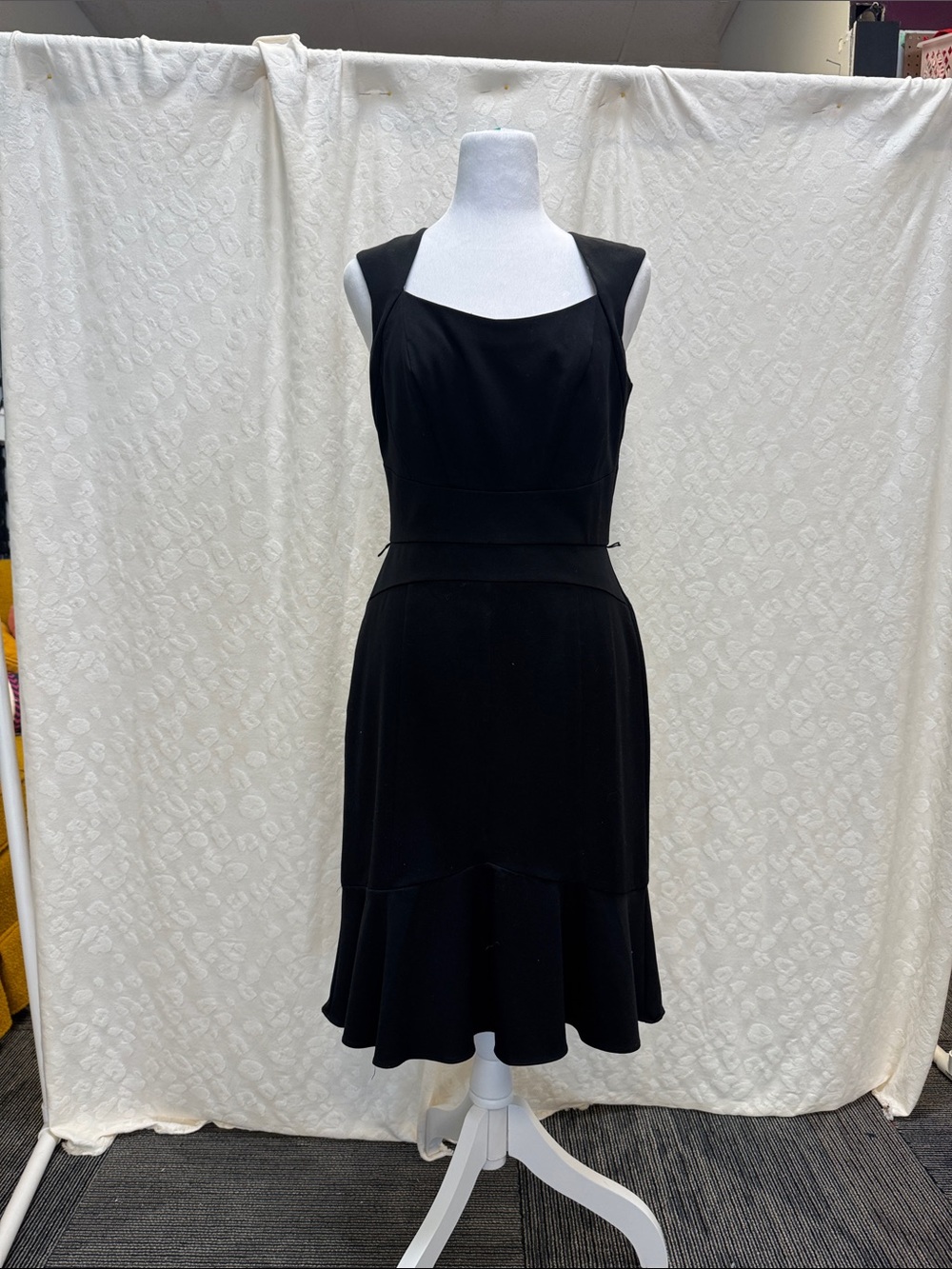 Black Sleeveless Midi Dress with Flared Hem